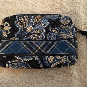 Vera Bradley Blue Paisley & Plaid Women's Makeup Bag. EUC